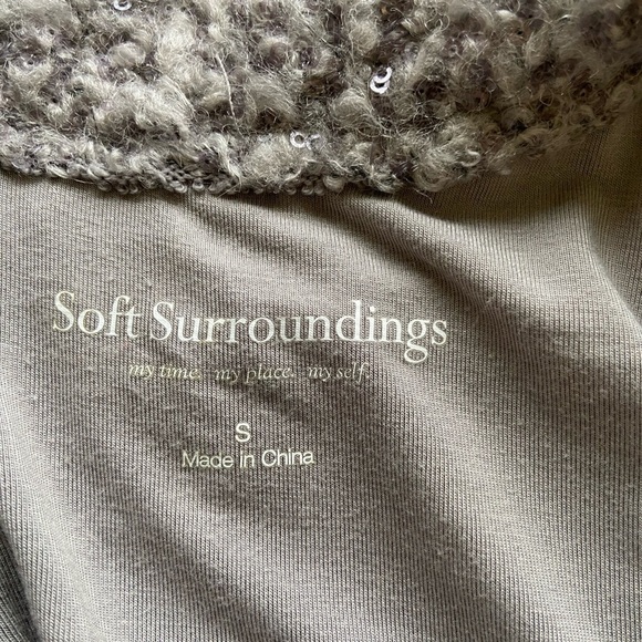 Soft Surroundings Sedona Sequin Sweater Grey Zip S Sparkly Metallic Event - Picture 5 of 10
